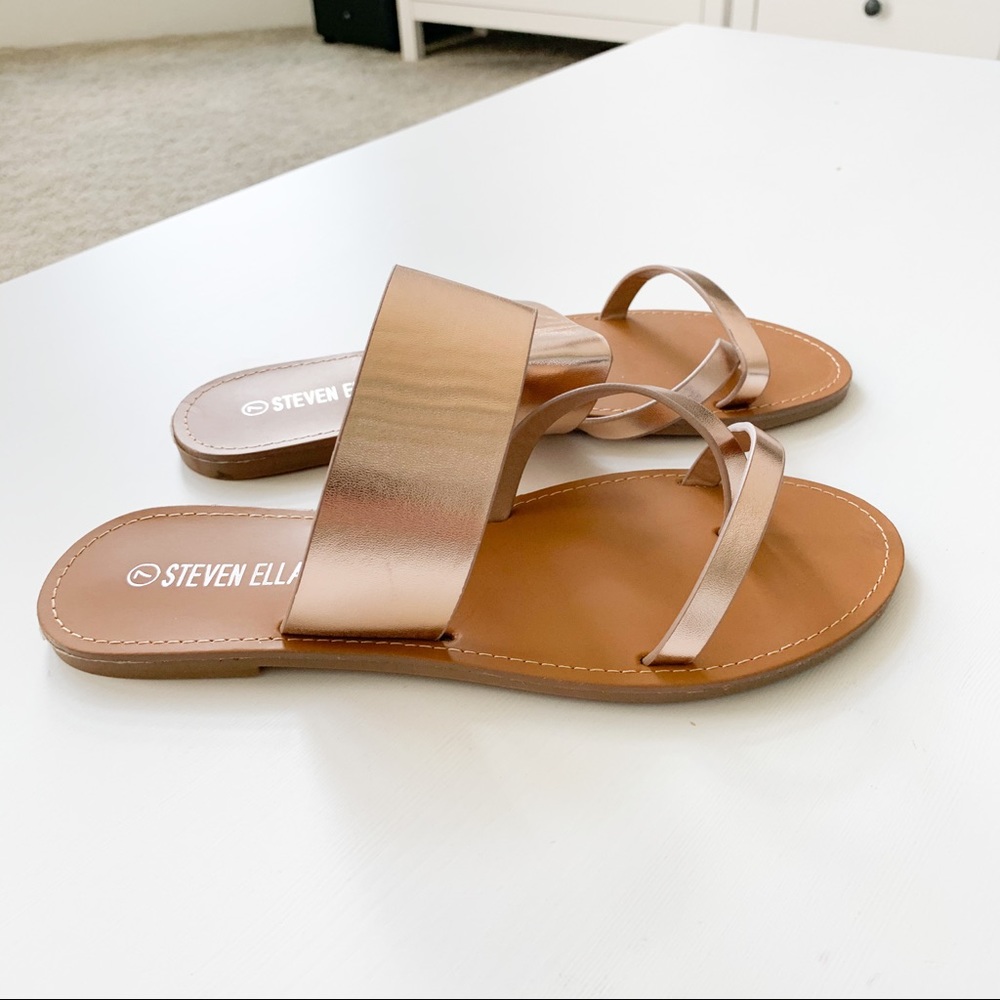 Steven Ella Rosegold Toe Strap Sand B16233